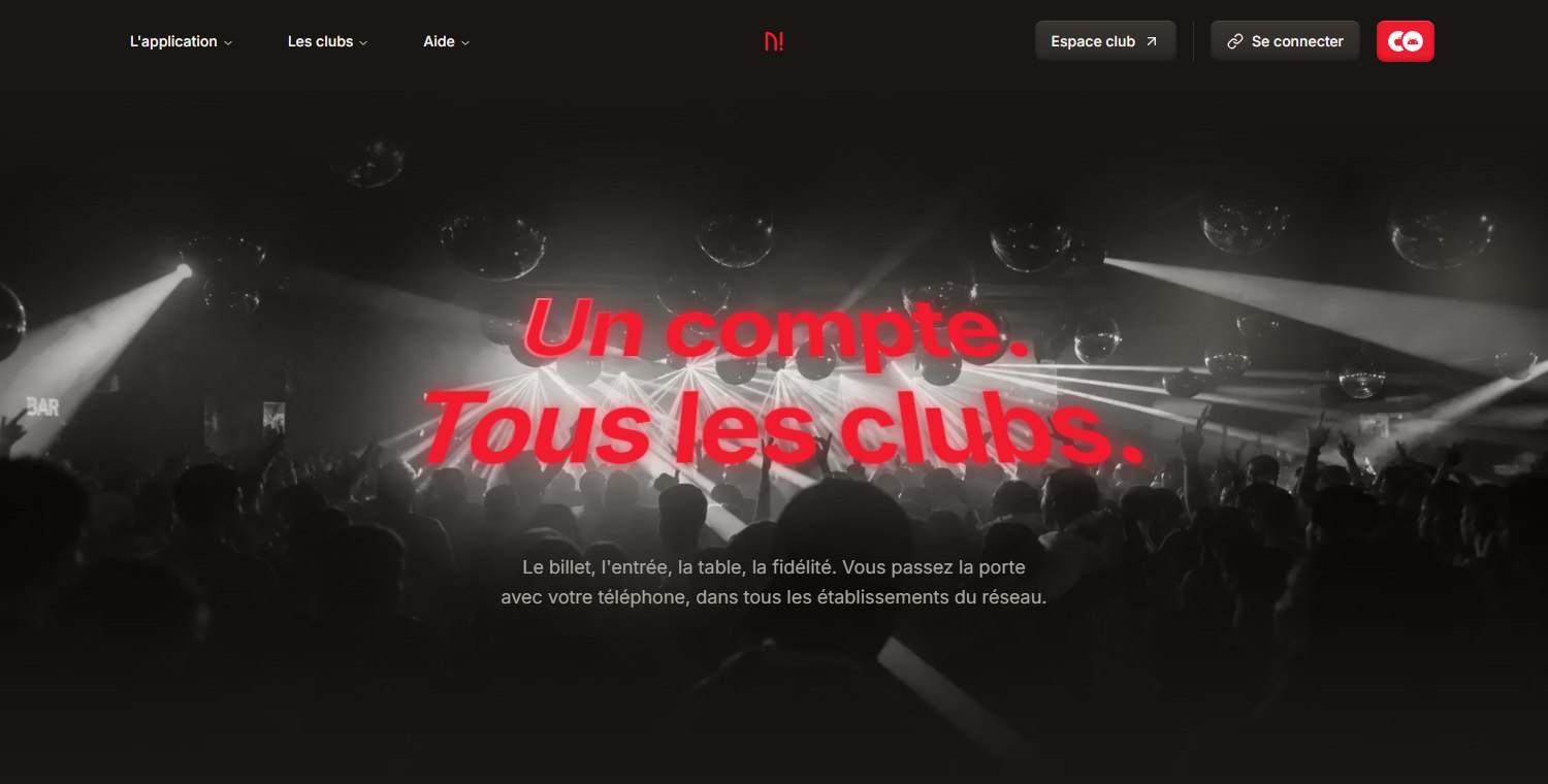 Nite — aperçu du site