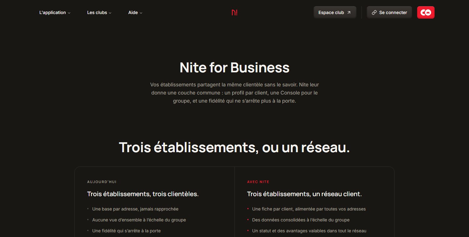 Nite — l'espace professionnel